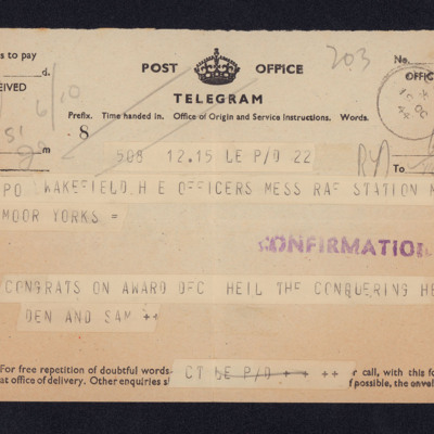 Telegram to Harold Wakefield